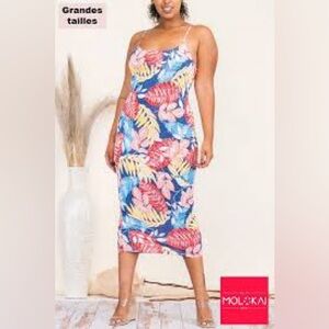 NWOT SIZE 1X/2X Lokai Women's Tropical Floral Midi Dress